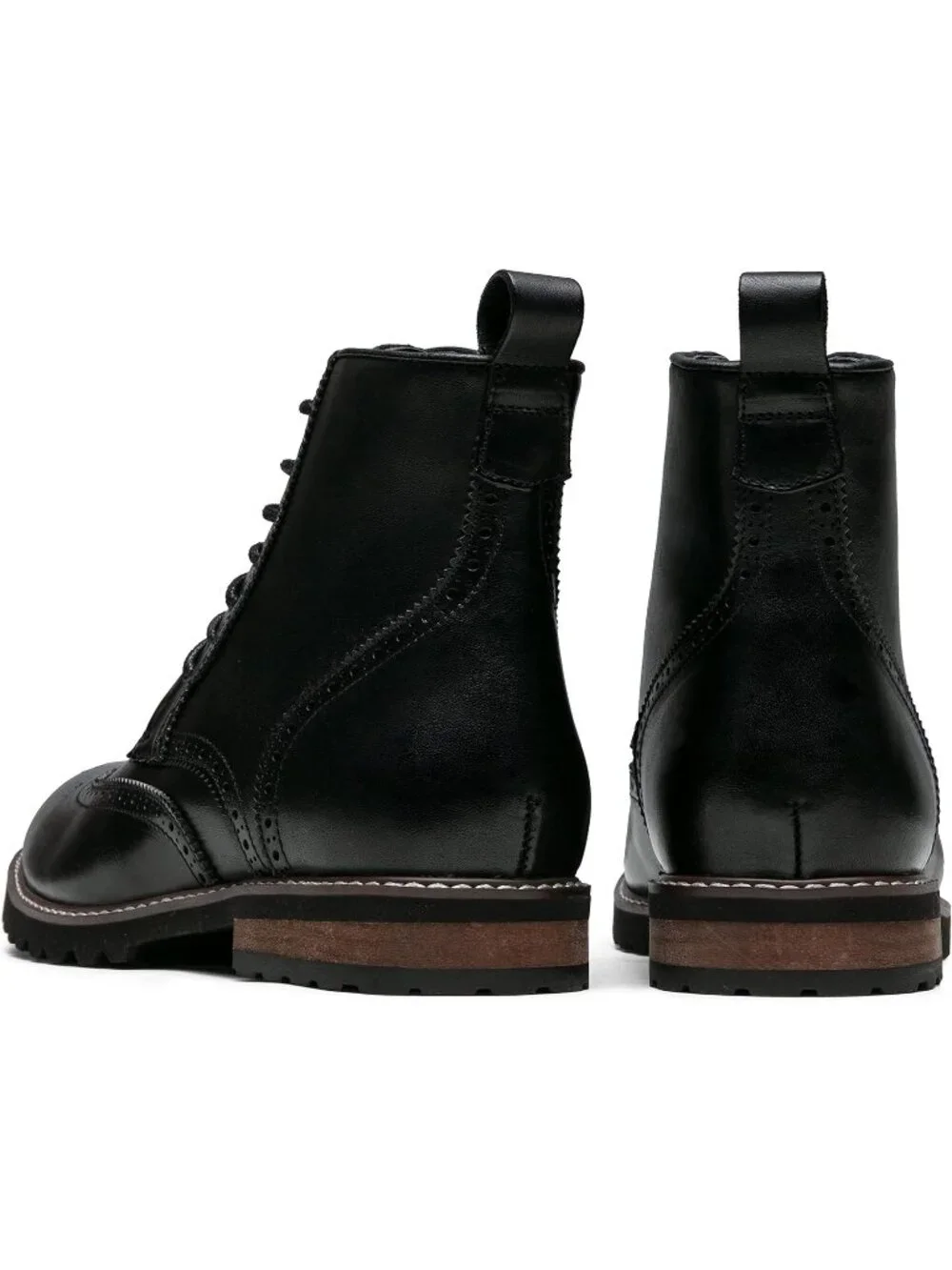 Men's Black Boots Premium Leather Cap Toe Casual Boots Chukka Dress Boots